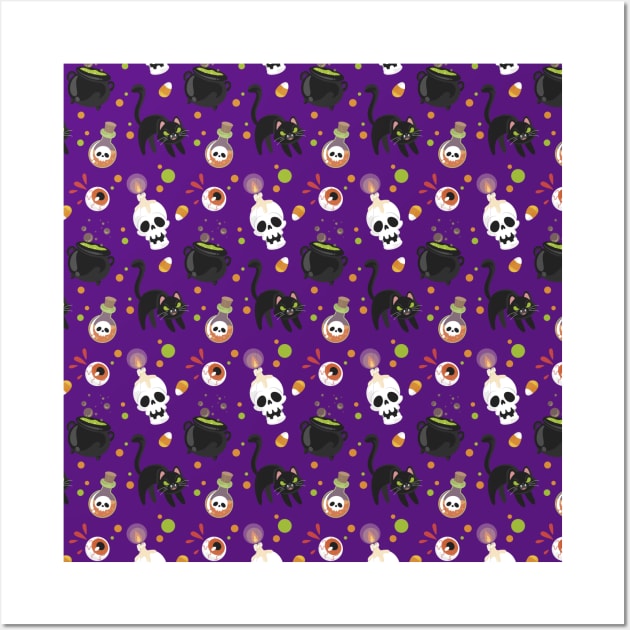 Halloween Seamless Pattern Wall Art by aquariart